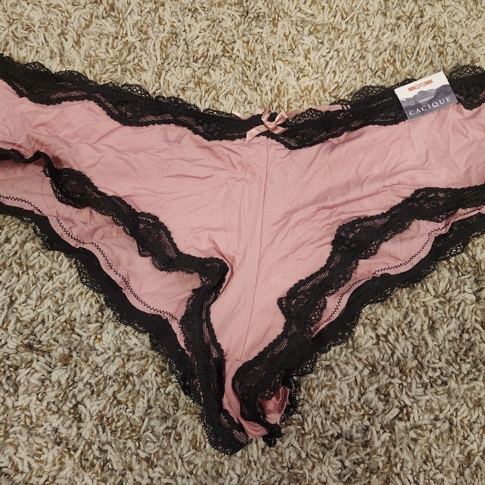 Cacique Pink Lace-Trim Cheeky Panty